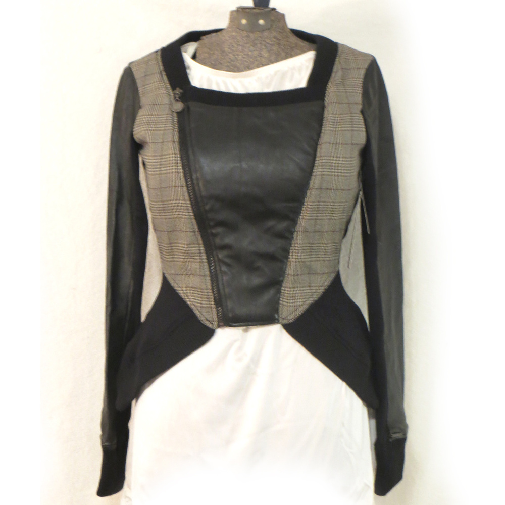 Sean John Bomber Style Vegan Leather Plaid Jacket